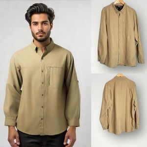 The North Face Convertible Button Down Shirt Size XL Roll Tab Sleeve Zip Pocket